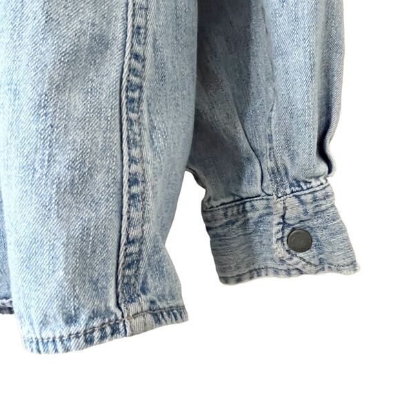 NY Jeans New York & Company Blue Denim Jean Button Up Jacket Shacket Sz XL - Picture 3 of 6